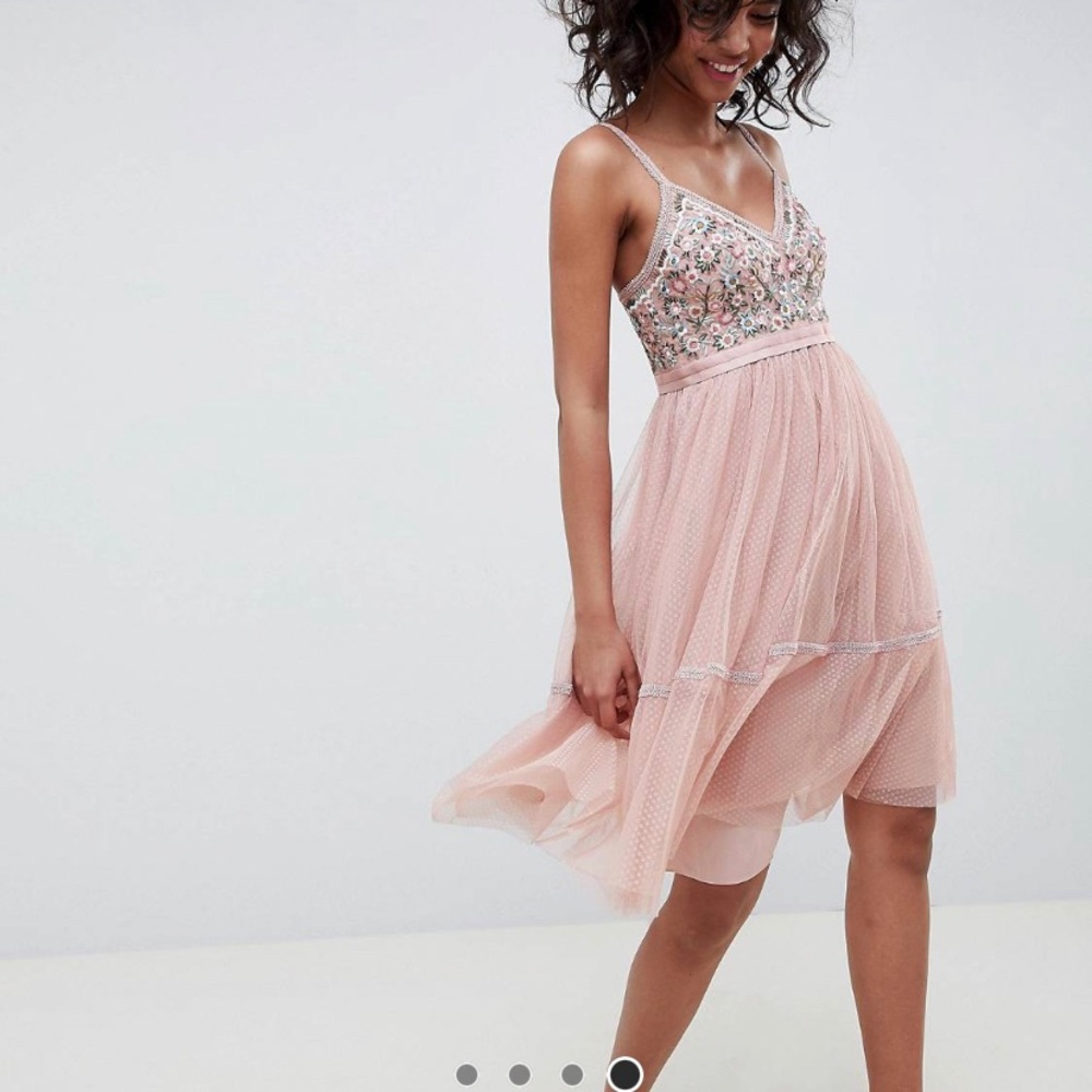 Needle & Thread Embroidered Tulle Midi Dress 6